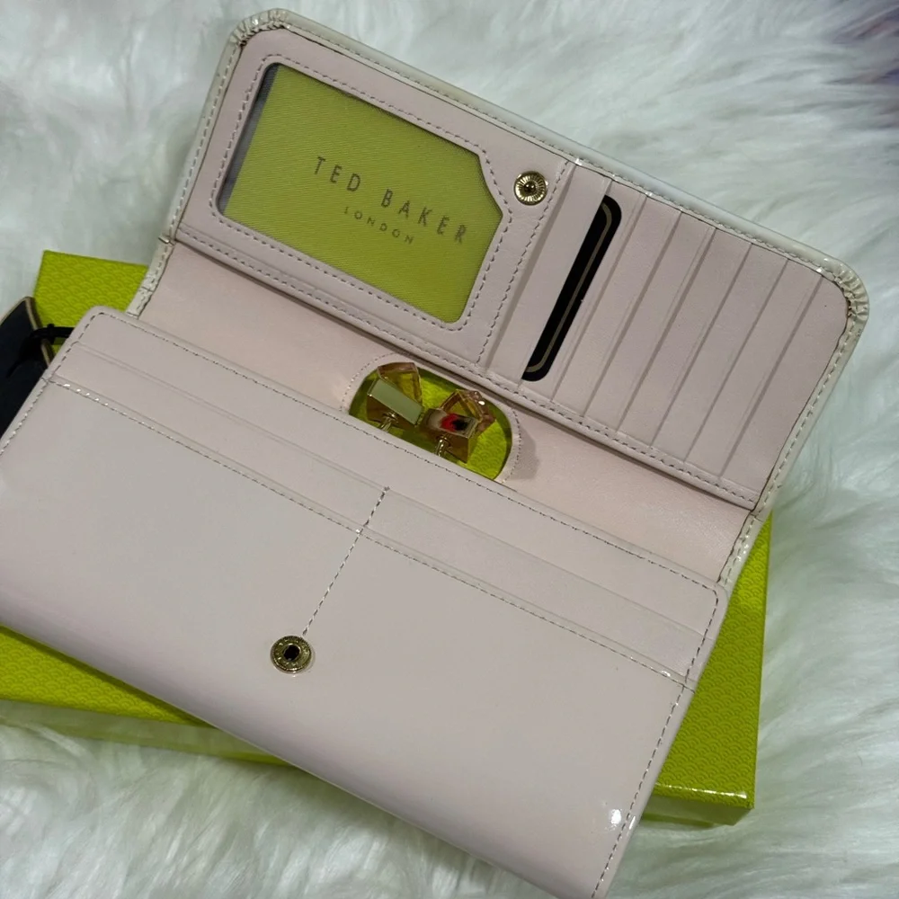 Ted Baker Cream Light Pink Patent Leather Wallet